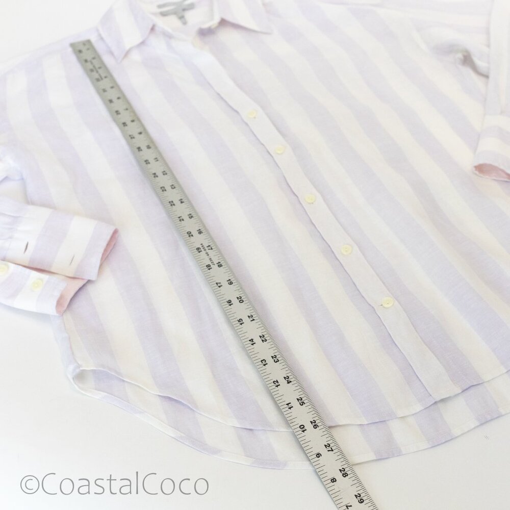 Hinson Wu Larissa Size S Oversize 100% Linen Striped Cabana Beach Resort Coastal - Picture 11 of 12